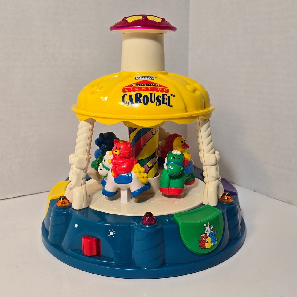 VTech Little Smart Light-Up Carousel Musical Spinning Toy Sound 1990s Vintage